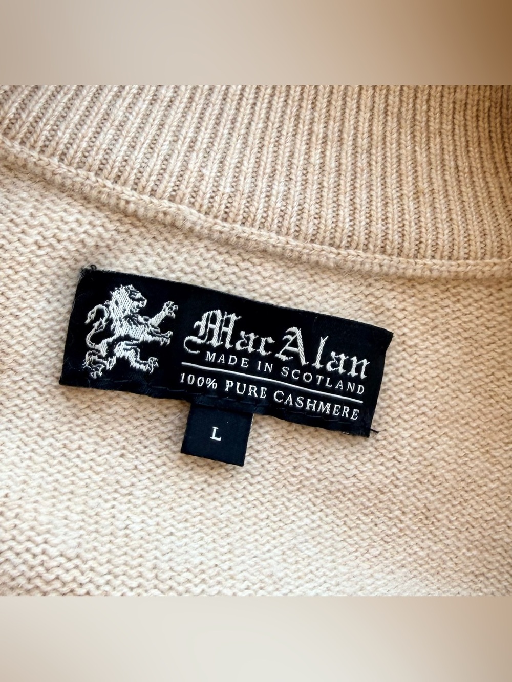 Mac Alan 1/4 Zip Sweater 100% Cashmere Argyle Print Men Size XL Scotland - Picture 3 of 6